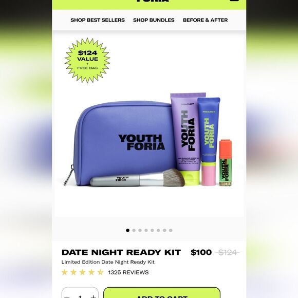 NIB/NWT $124 Youthforia Date Night Ready kit with Bag (FULL SIZE) - Picture 5 of 10